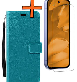 Nomfy Nomfy Google Pixel 9a Hoesje Bookcase Met Screenprotector - Turquoise