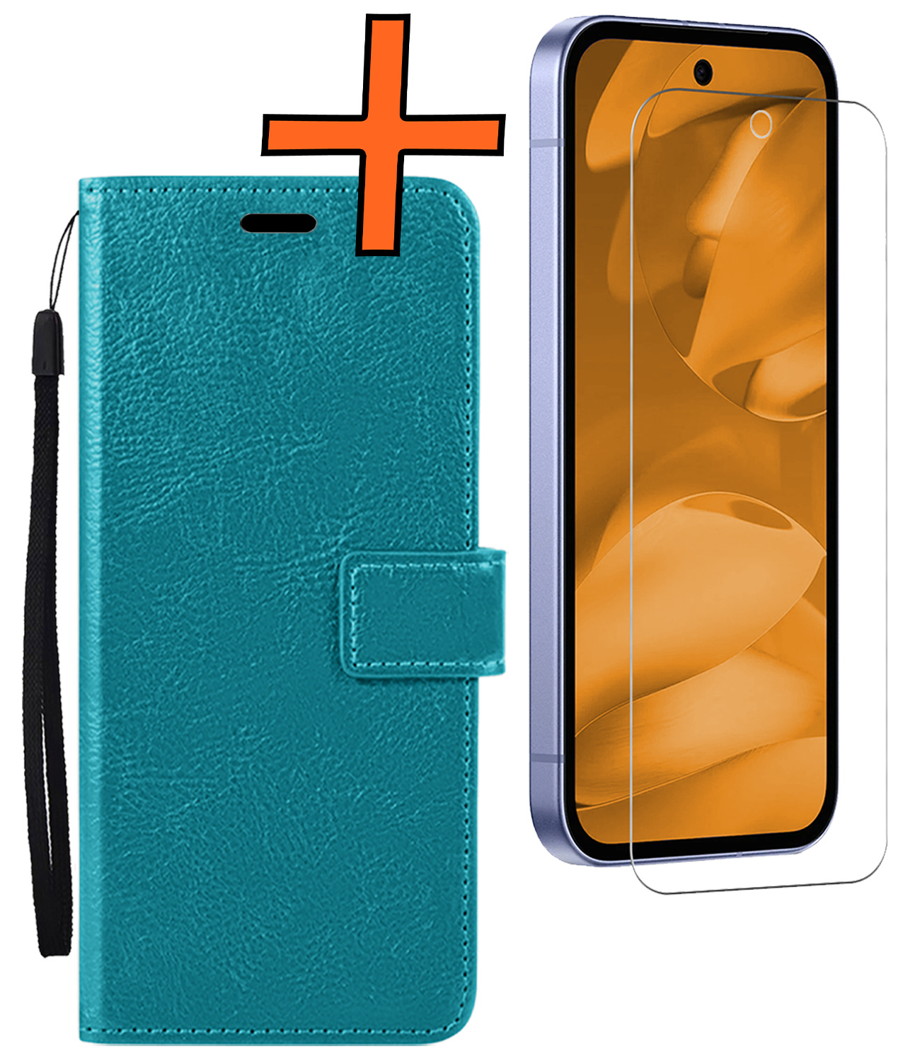 Nomfy Nomfy Google Pixel 9a Hoesje Bookcase Met Screenprotector - Turquoise