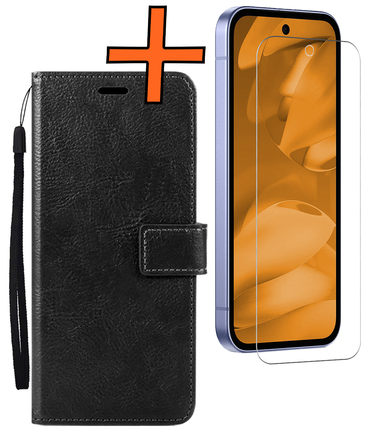 Nomfy Nomfy Google Pixel 9a Hoesje Bookcase Met Screenprotector - Zwart