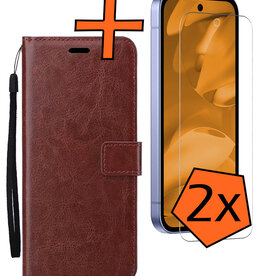 Nomfy Nomfy Google Pixel 9a Hoesje Bookcase Met 2x Screenprotector - Bruin