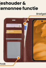 Nomfy Nomfy Google Pixel 9a Hoesje Bookcase Met 2x Screenprotector - Bruin