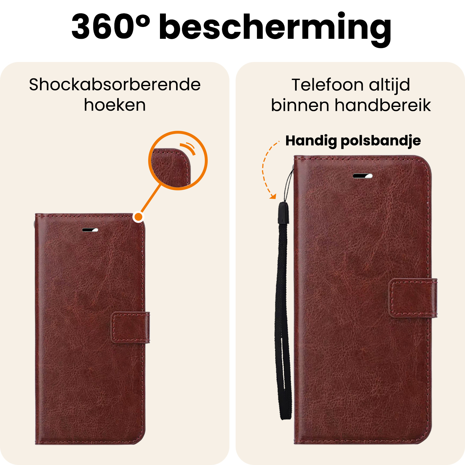 Nomfy Nomfy Google Pixel 9a Hoesje Bookcase Met 2x Screenprotector - Bruin