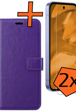Nomfy Nomfy Google Pixel 9a Hoesje Bookcase Met 2x Screenprotector - Paars