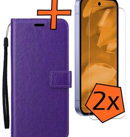 Nomfy Nomfy Google Pixel 9a Hoesje Bookcase Met 2x Screenprotector - Paars