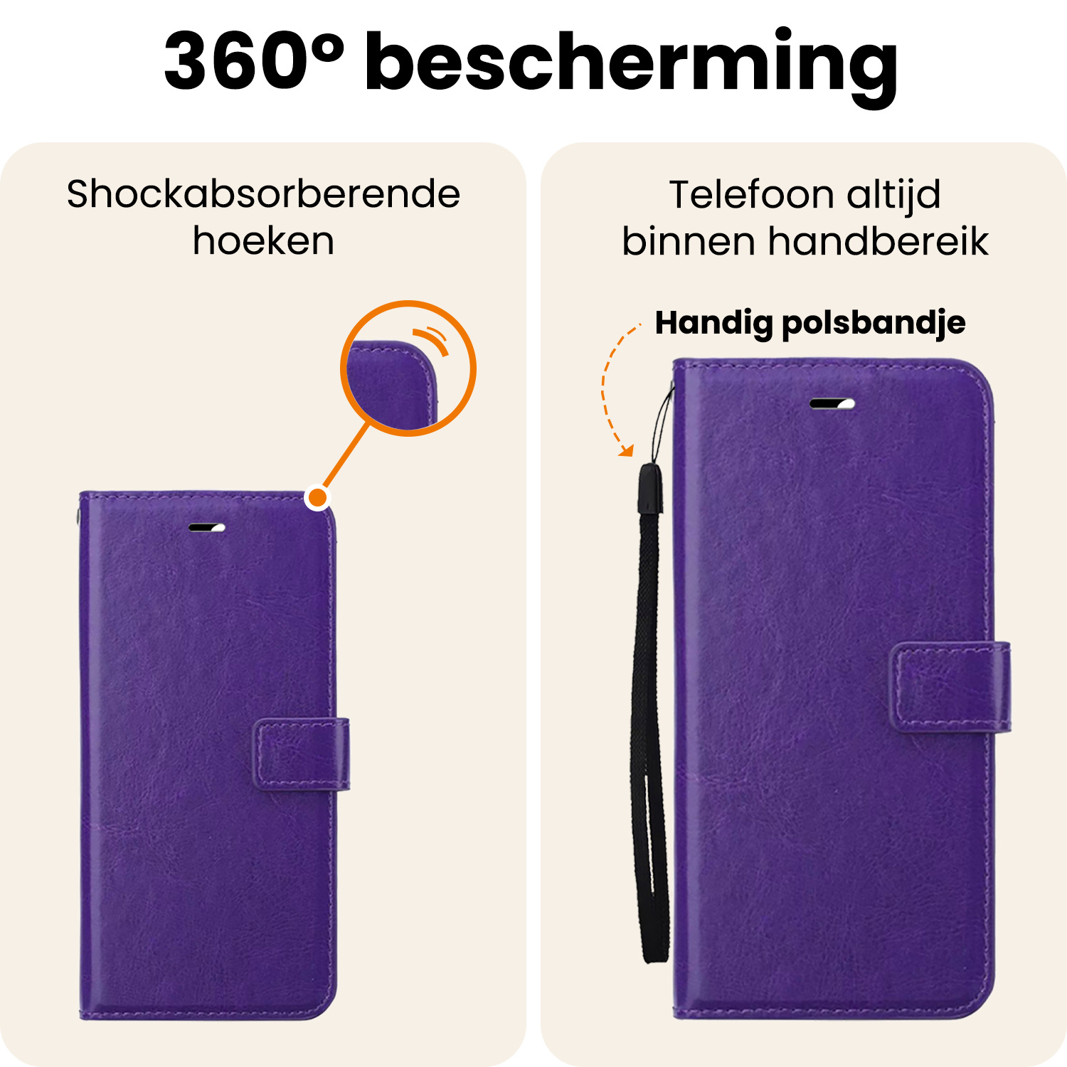 Nomfy Nomfy Google Pixel 9a Hoesje Bookcase Met 2x Screenprotector - Paars