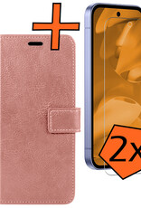 Nomfy Nomfy Google Pixel 9a Hoesje Bookcase Met 2x Screenprotector - Rose Goud