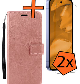 Nomfy Nomfy Google Pixel 9a Hoesje Bookcase Met 2x Screenprotector - Rose Goud