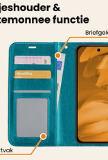 Nomfy Nomfy Google Pixel 9a Hoesje Bookcase Met 2x Screenprotector - Turquoise