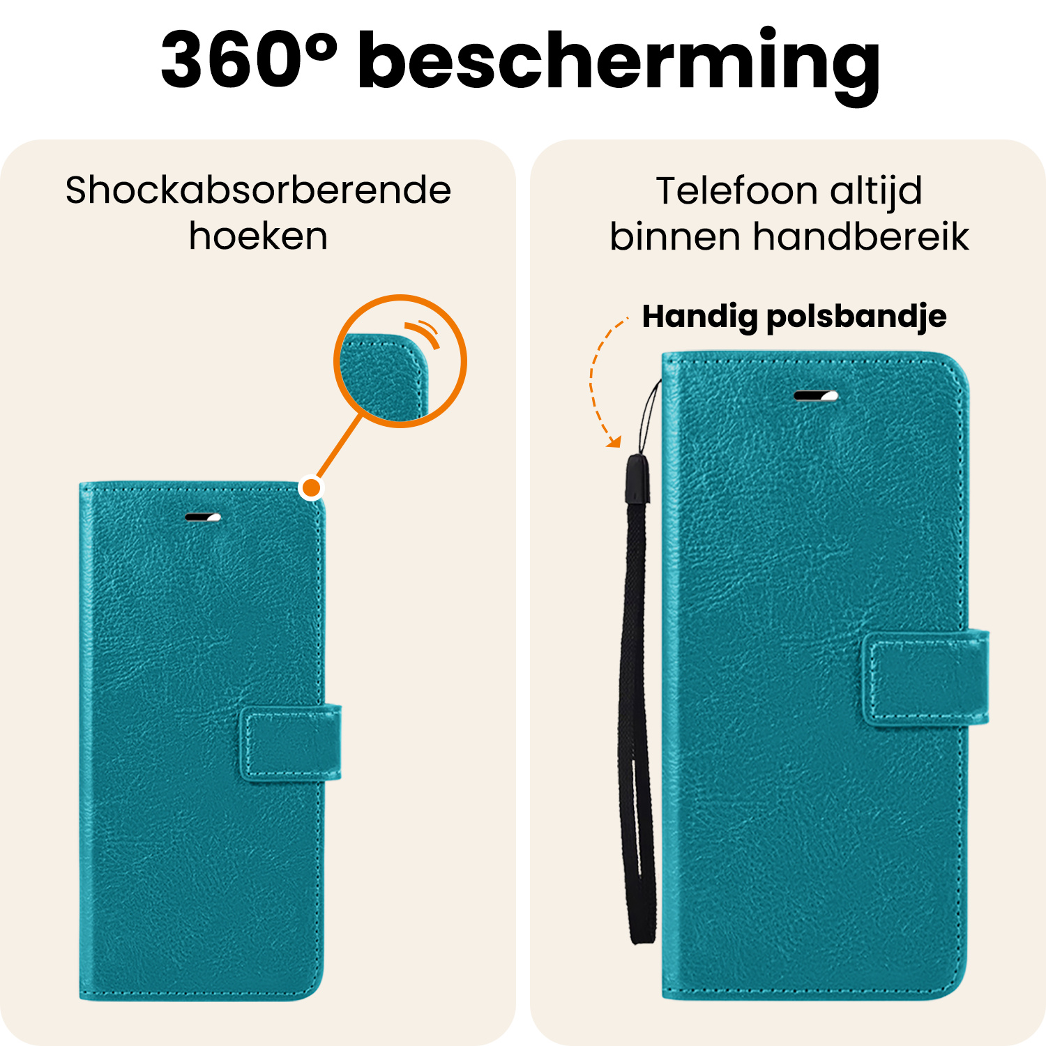 Nomfy Nomfy Google Pixel 9a Hoesje Bookcase Met 2x Screenprotector - Turquoise