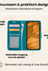 Nomfy Nomfy Google Pixel 9a Hoesje Bookcase Met 2x Screenprotector - Turquoise