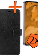 Nomfy Nomfy Google Pixel 9a Hoesje Bookcase Met 2x Screenprotector - Zwart