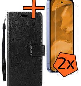 Nomfy Nomfy Google Pixel 9a Hoesje Bookcase Met 2x Screenprotector - Zwart