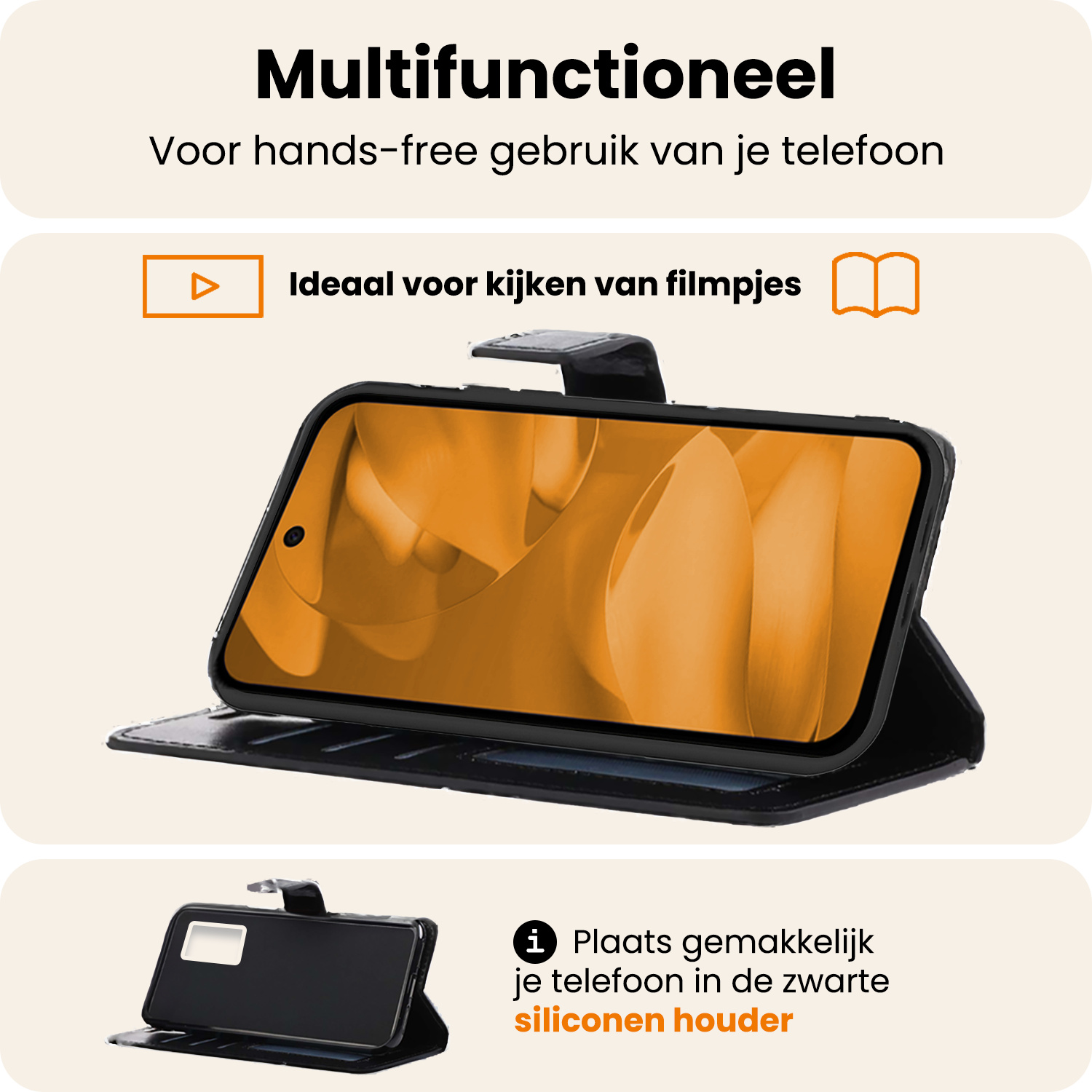 Nomfy Nomfy Google Pixel 9a Hoesje Bookcase Met 2x Screenprotector - Zwart