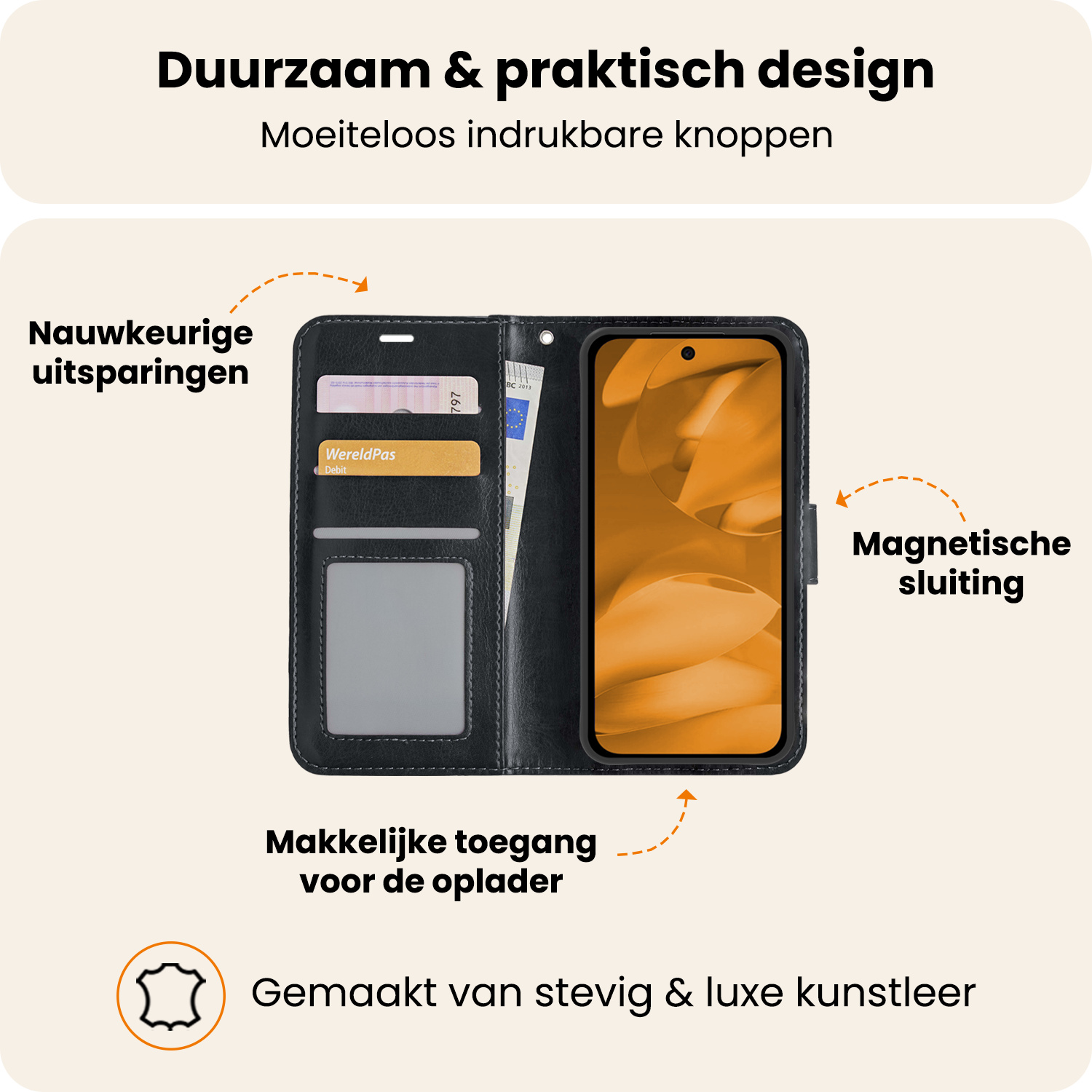 Nomfy Nomfy Google Pixel 9a Hoesje Bookcase Met 2x Screenprotector - Zwart