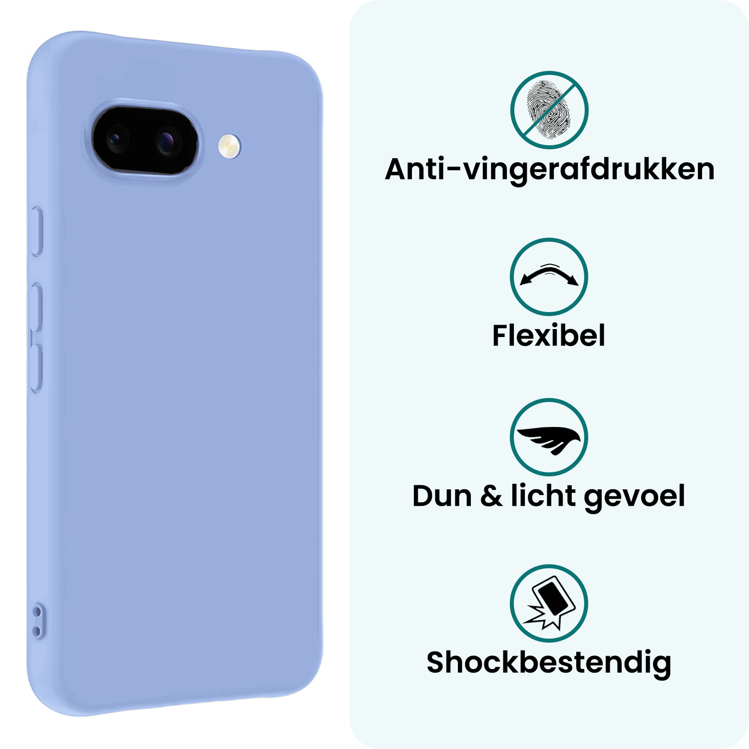 Forterra Forterra Google Pixel 9a Hoesje Siliconen - Lichtblauw