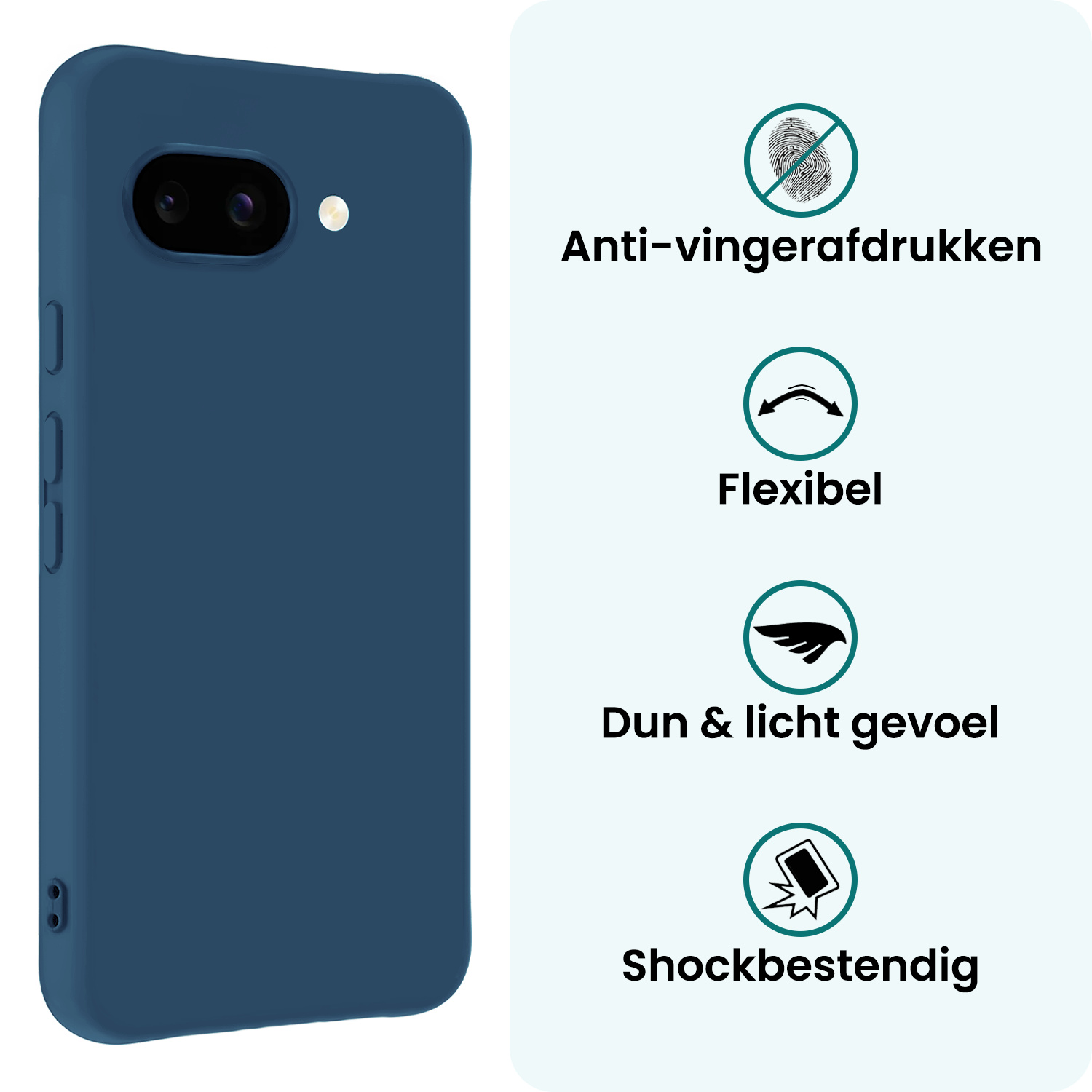 Forterra Forterra Google Pixel 9a Hoesje Siliconen - Donkerblauw - 2 PACK