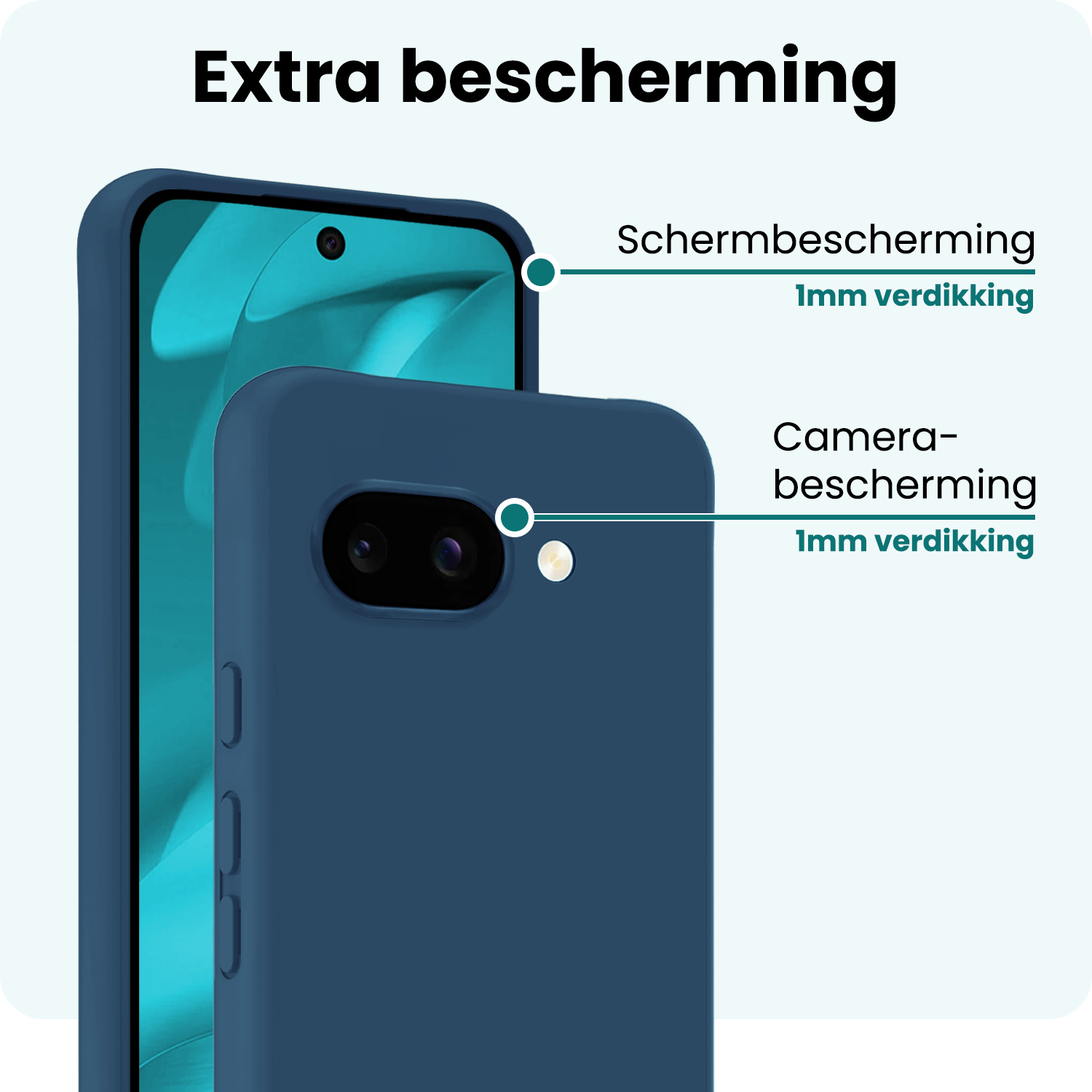 Forterra Forterra Google Pixel 9a Hoesje Siliconen - Donkerblauw - 2 PACK