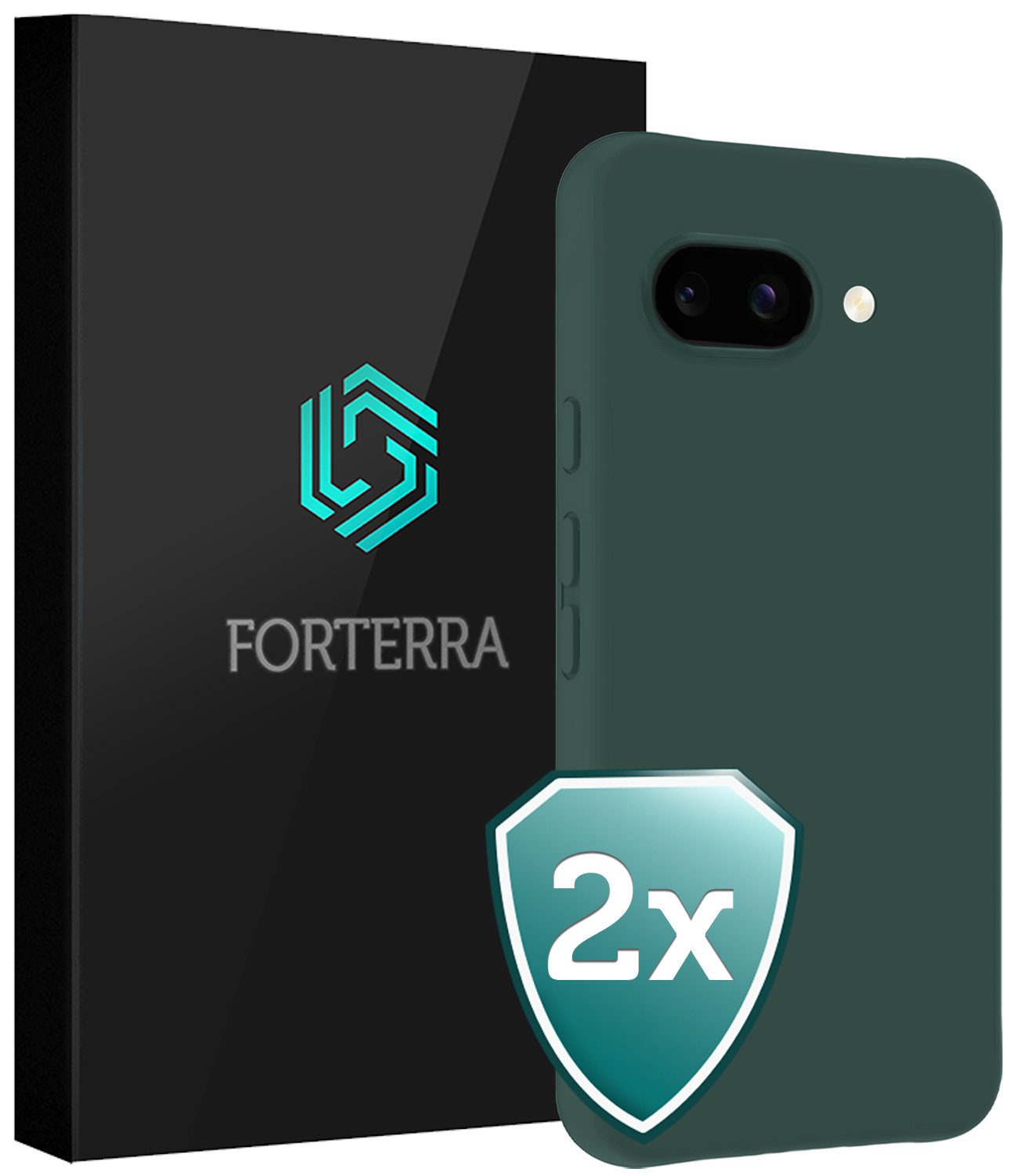 Forterra Forterra Google Pixel 9a Hoesje Siliconen - Donkergroen - 2 PACK