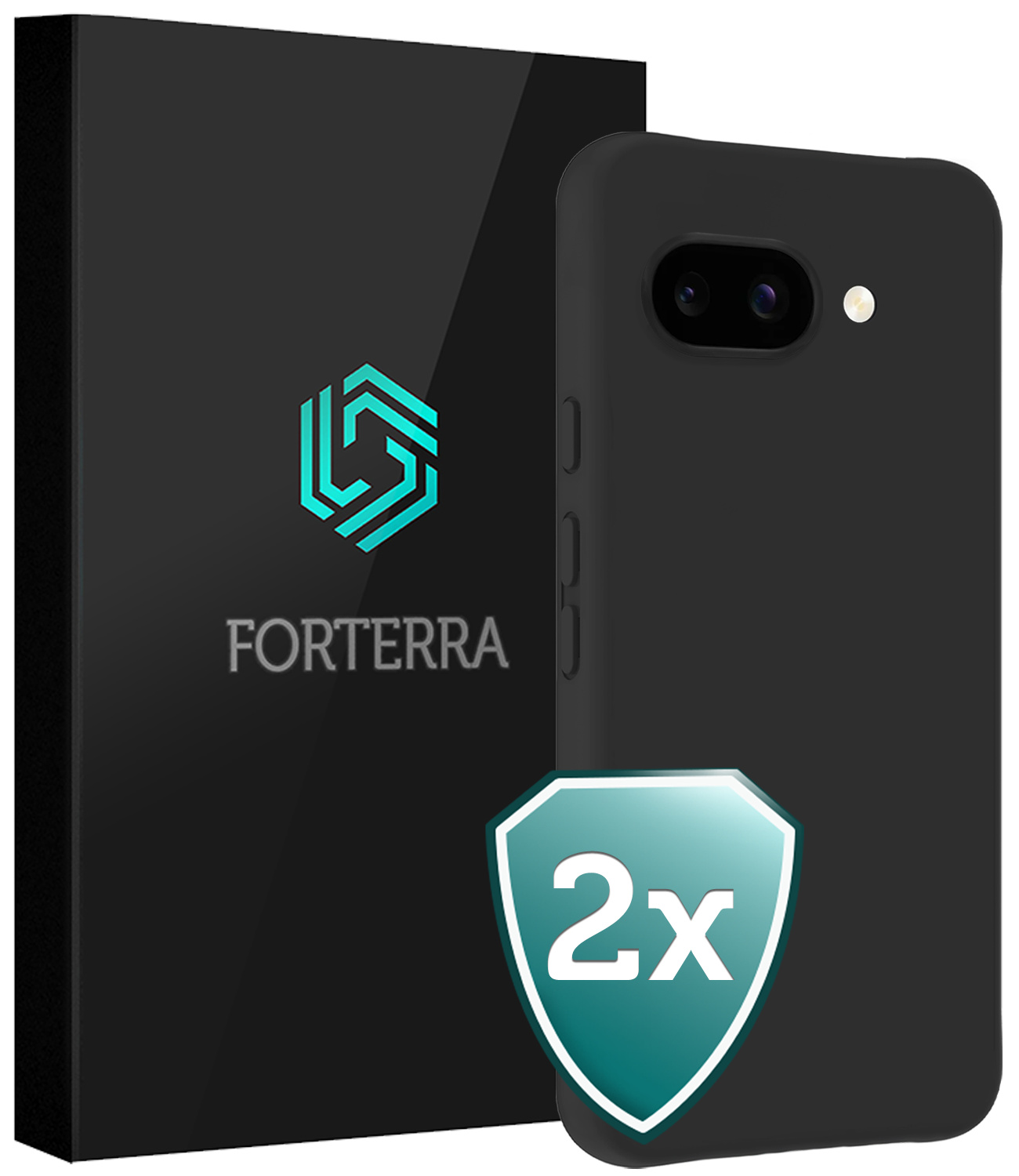 Forterra Forterra Google Pixel 9a Hoesje Siliconen - Zwart - 2 PACK