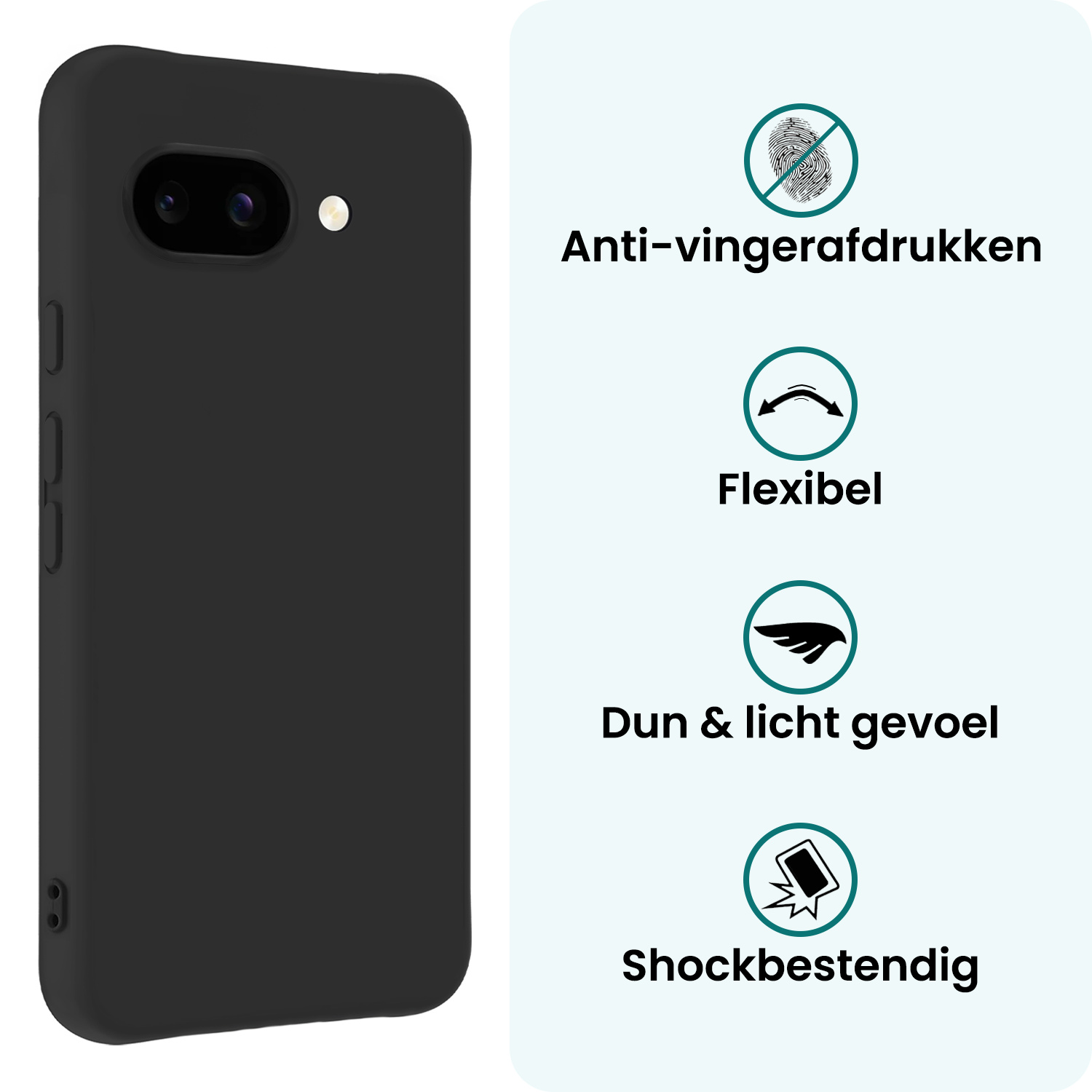 Forterra Forterra Google Pixel 9a Hoesje Siliconen - Zwart - 2 PACK