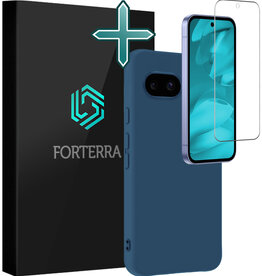 Forterra Forterra Google Pixel 9a Hoesje Siliconen Met Screenprotector - Donkerblauw