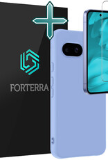 Forterra Forterra Google Pixel 9a Hoesje Siliconen Met Screenprotector - Lichtblauw