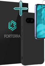 Forterra Forterra Google Pixel 9a Hoesje Siliconen Met Screenprotector - Zwart
