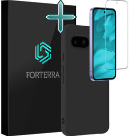 Forterra Forterra Google Pixel 9a Hoesje Siliconen Met Screenprotector - Zwart
