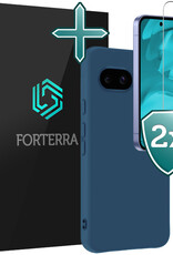Forterra Forterra Google Pixel 9a Hoesje Siliconen Met 2x Screenprotector - Donkerblauw