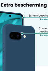 Forterra Forterra Google Pixel 9a Hoesje Siliconen Met 2x Screenprotector - Donkerblauw