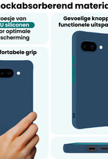 Forterra Forterra Google Pixel 9a Hoesje Siliconen Met 2x Screenprotector - Donkerblauw