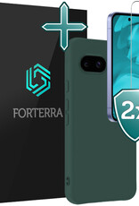 Forterra Forterra Google Pixel 9a Hoesje Siliconen Met 2x Screenprotector - Donkergroen