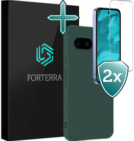 Forterra Forterra Google Pixel 9a Hoesje Siliconen Met 2x Screenprotector - Donkergroen