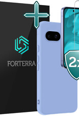 Forterra Forterra Google Pixel 9a Hoesje Siliconen Met 2x Screenprotector - Lichtblauw