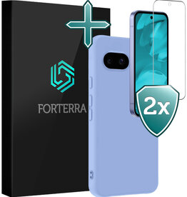 Forterra Forterra Google Pixel 9a Hoesje Siliconen Met 2x Screenprotector - Lichtblauw