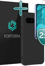 Forterra Forterra Google Pixel 9a Hoesje Siliconen Met 2x Screenprotector - Zwart