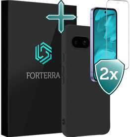 Forterra Forterra Google Pixel 9a Hoesje Siliconen Met 2x Screenprotector - Zwart