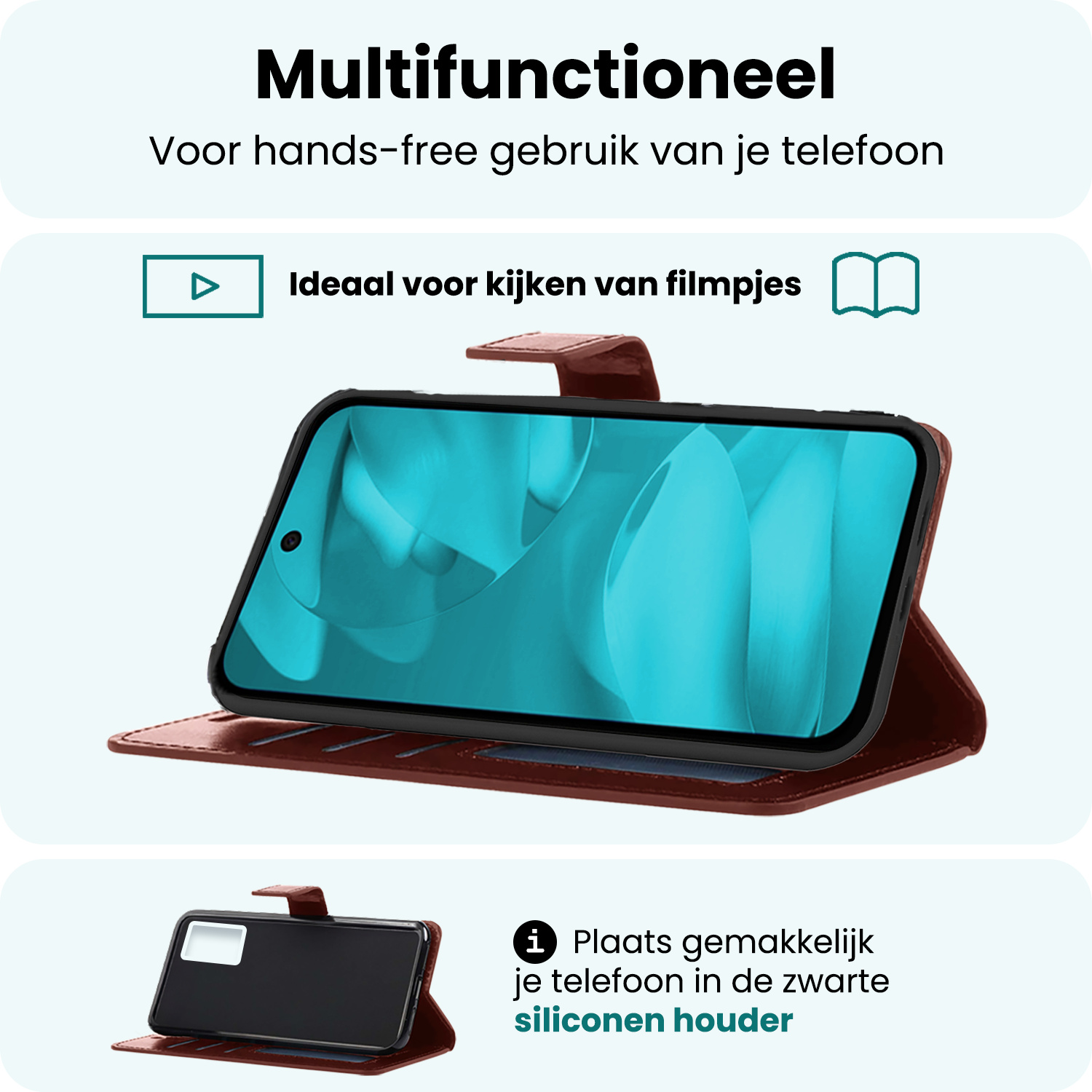 Forterra Forterra Google Pixel 9a Hoesje Bookcase Met Screenprotector - Bruin