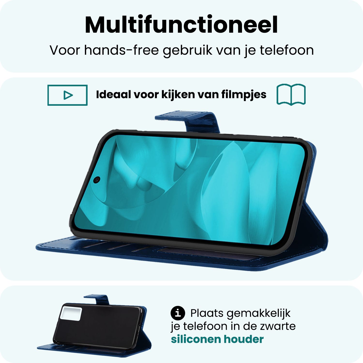 Forterra Forterra Google Pixel 9a Hoesje Bookcase Met Screenprotector - Donkerblauw
