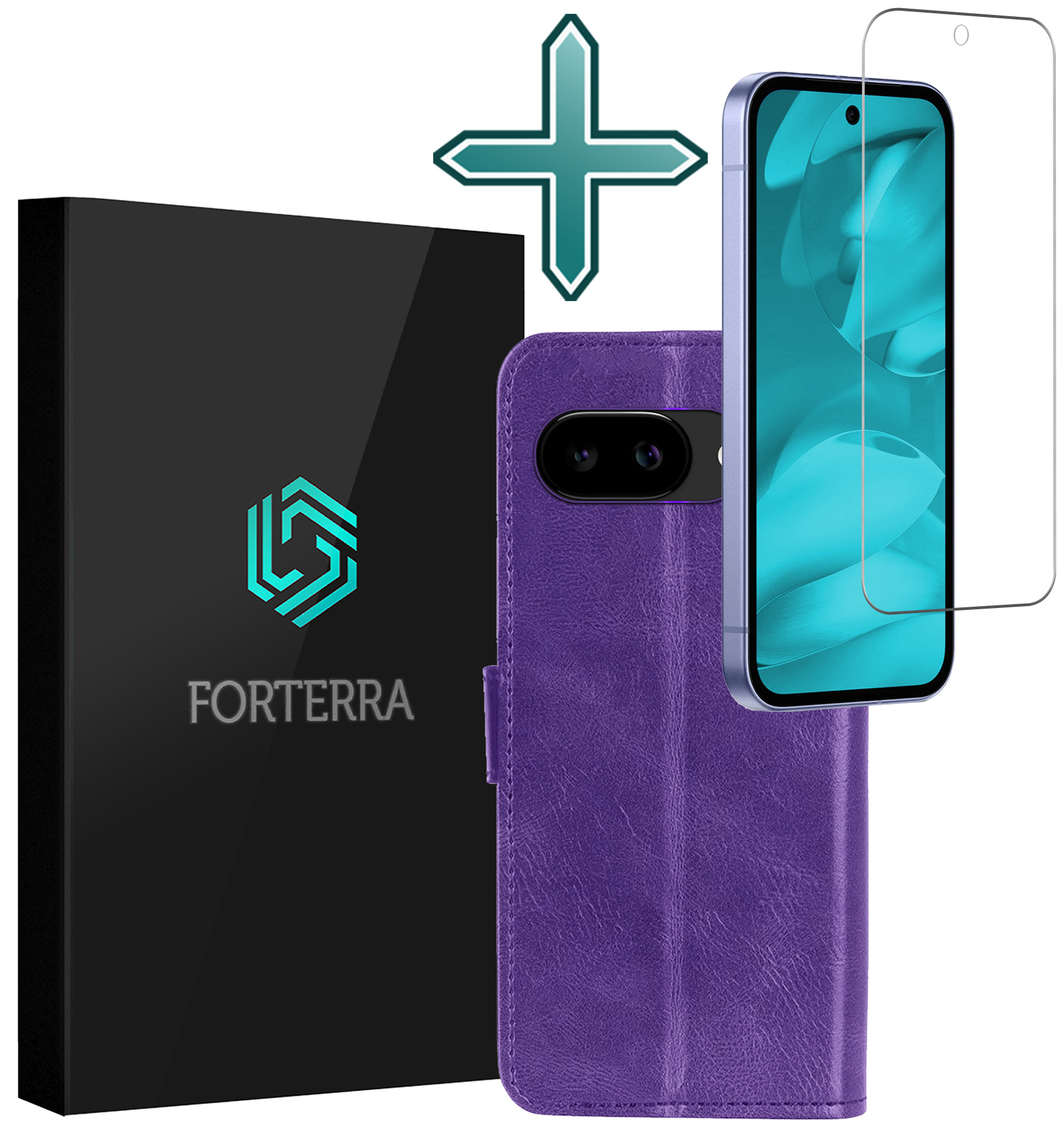 Forterra Forterra Google Pixel 9a Hoesje Bookcase Met Screenprotector - Paars
