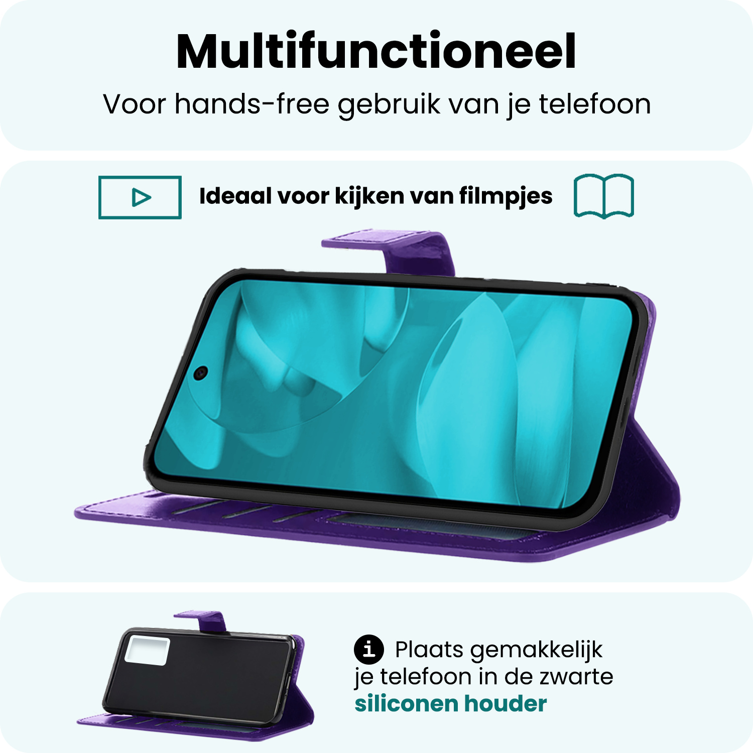 Forterra Forterra Google Pixel 9a Hoesje Bookcase Met Screenprotector - Paars
