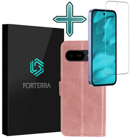 Forterra Forterra Google Pixel 9a Hoesje Bookcase Met Screenprotector - Rose Goud