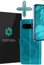 Forterra Forterra Google Pixel 9a Hoesje Bookcase Met Screenprotector - Turquoise