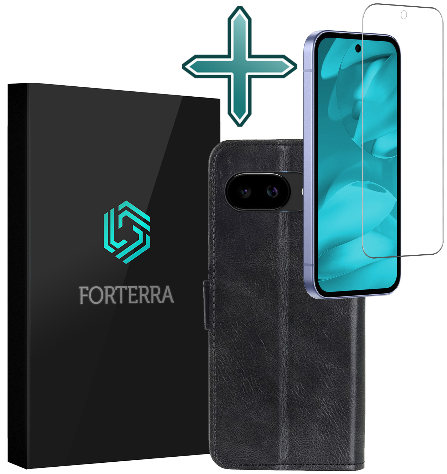 Forterra Forterra Google Pixel 9a Hoesje Bookcase Met Screenprotector - Zwart