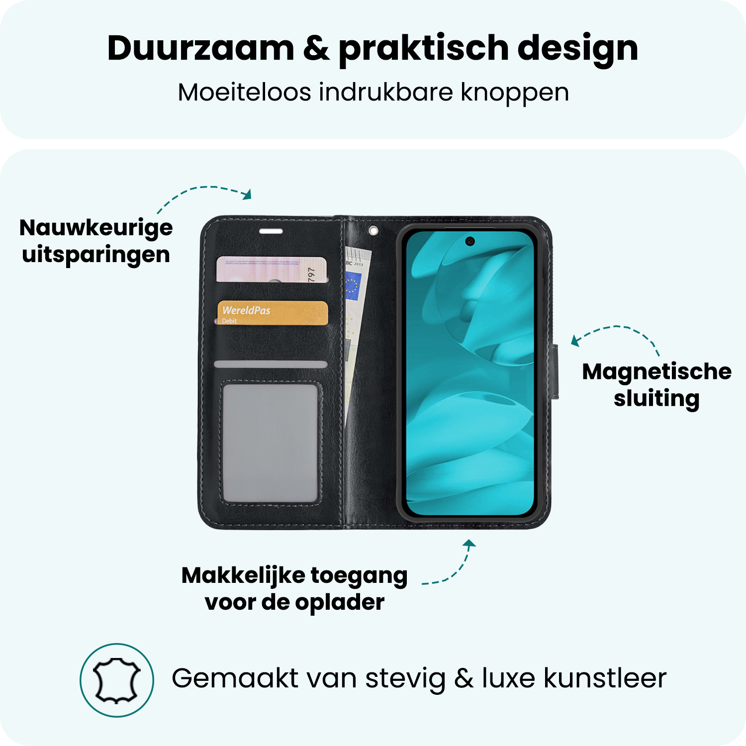 Forterra Forterra Google Pixel 9a Hoesje Bookcase Met Screenprotector - Zwart
