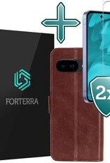 Forterra Forterra Google Pixel 9a Hoesje Bookcase Met 2x Screenprotector - Bruin