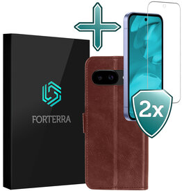 Forterra Forterra Google Pixel 9a Hoesje Bookcase Met 2x Screenprotector - Bruin