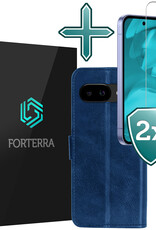 Forterra Forterra Google Pixel 9a Hoesje Bookcase Met 2x Screenprotector - Donkerblauw