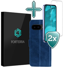 Forterra Forterra Google Pixel 9a Hoesje Bookcase Met 2x Screenprotector - Donkerblauw