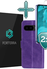 Forterra Forterra Google Pixel 9a Hoesje Bookcase Met 2x Screenprotector - Paars